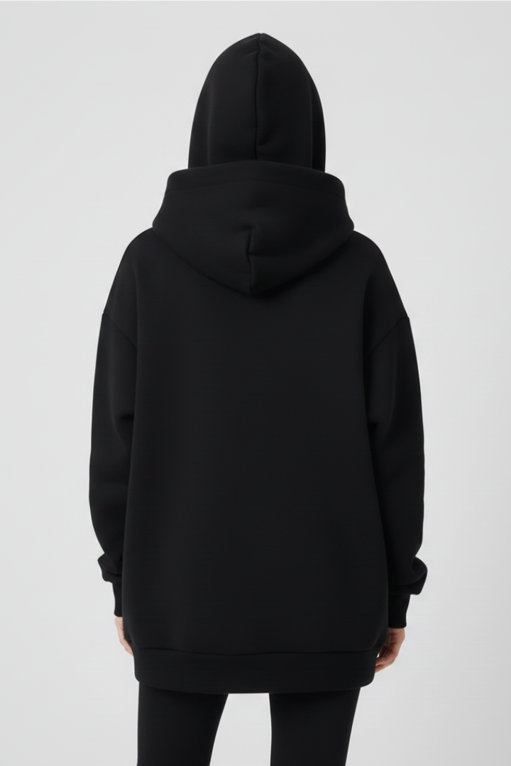 Stylish women's forest green high neck hoodie with a wide hood, a versatile piece for winter fashion.