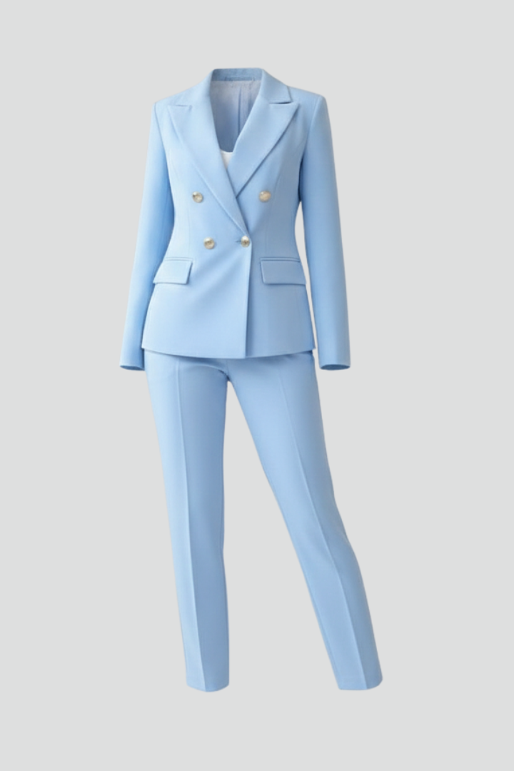 Women's chic double-breasted suit set, perfect for office or stylish casual wear.