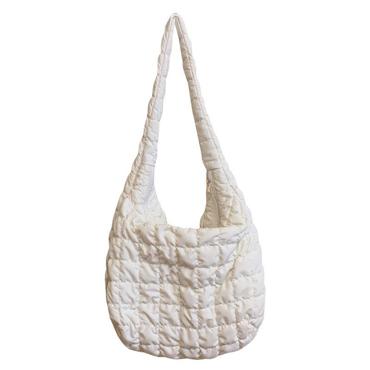 Elegant women's lightweight down shoulder bag. A comfortable, spacious tote for chic casual fashion.