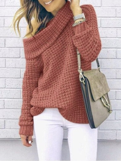 Autumn chic: Women's off-shoulder oversized sweater. Soft, comfortable long-sleeve knit for cool weather.