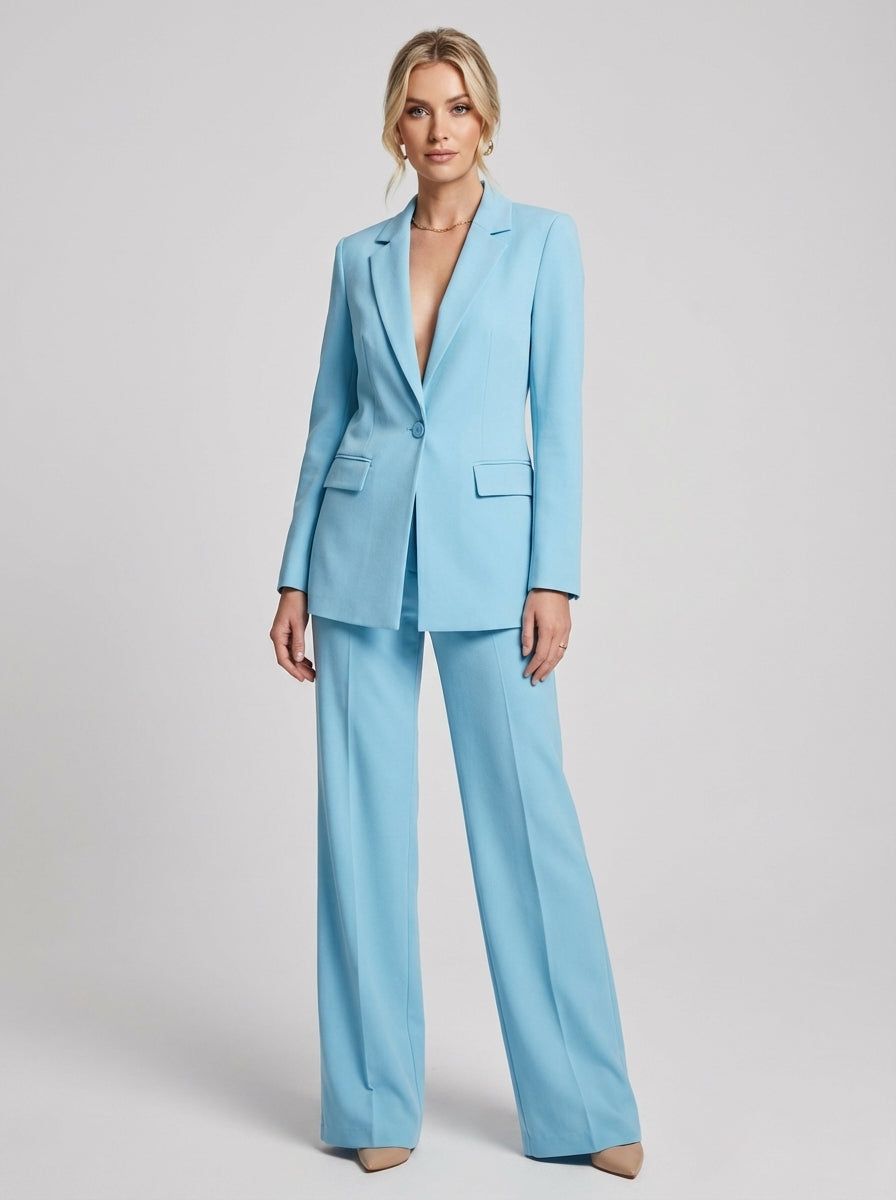 Sleek womenswear blazer and trouser set, an essential for professional business attire.