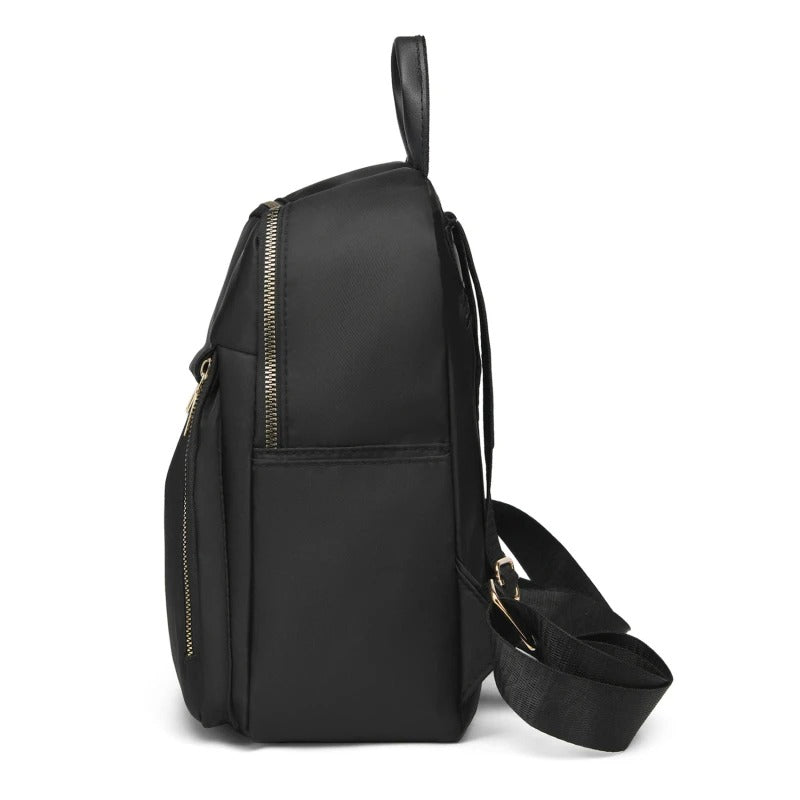 Women's black PU leather backpack, an elegant and practical everyday bag.