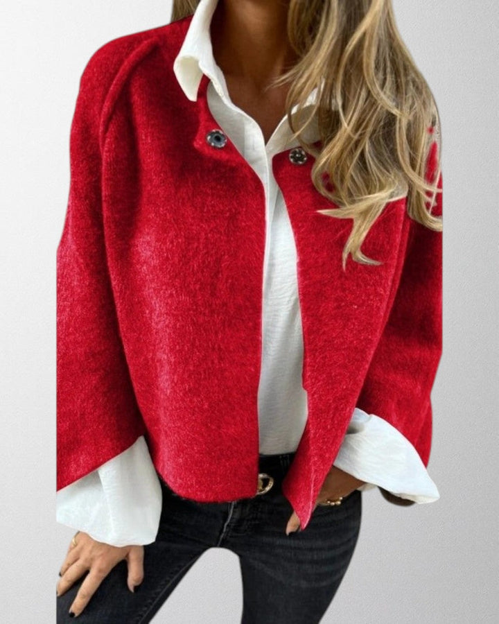 Casual chic women's jacket with distinctive flared sleeves, great for everyday style.