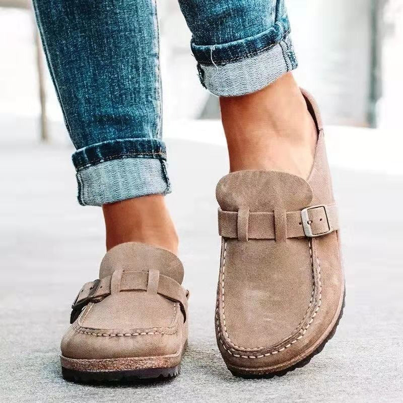 Women's chic slip-on loafers in a light neutral color, perfect for spring casual elegance.