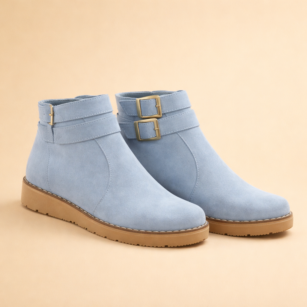 Versatile women's blue structured ankle boots, ideal for everyday casual wear from fall to spring fashion.