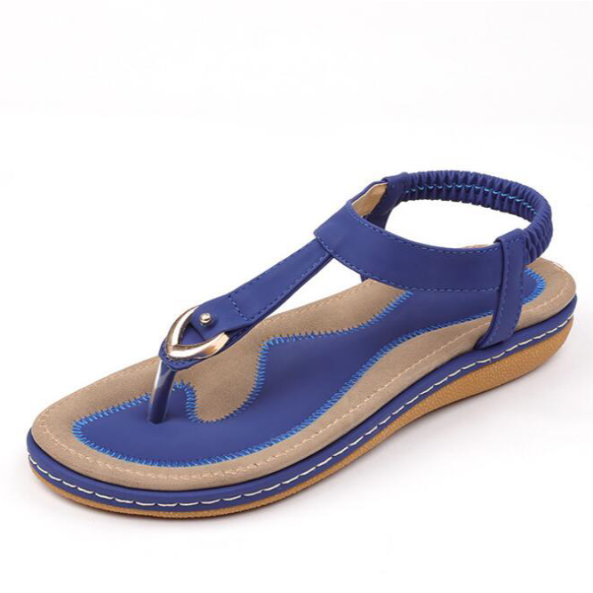 Perfect summer sandals for women: T-strap design, cushioned comfort, and an elastic back for easy wear.