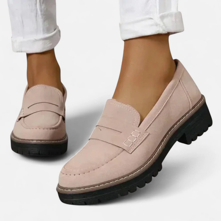 Stylish women's chunky sole loafers in classic design, perfect for comfortable and casual wear.