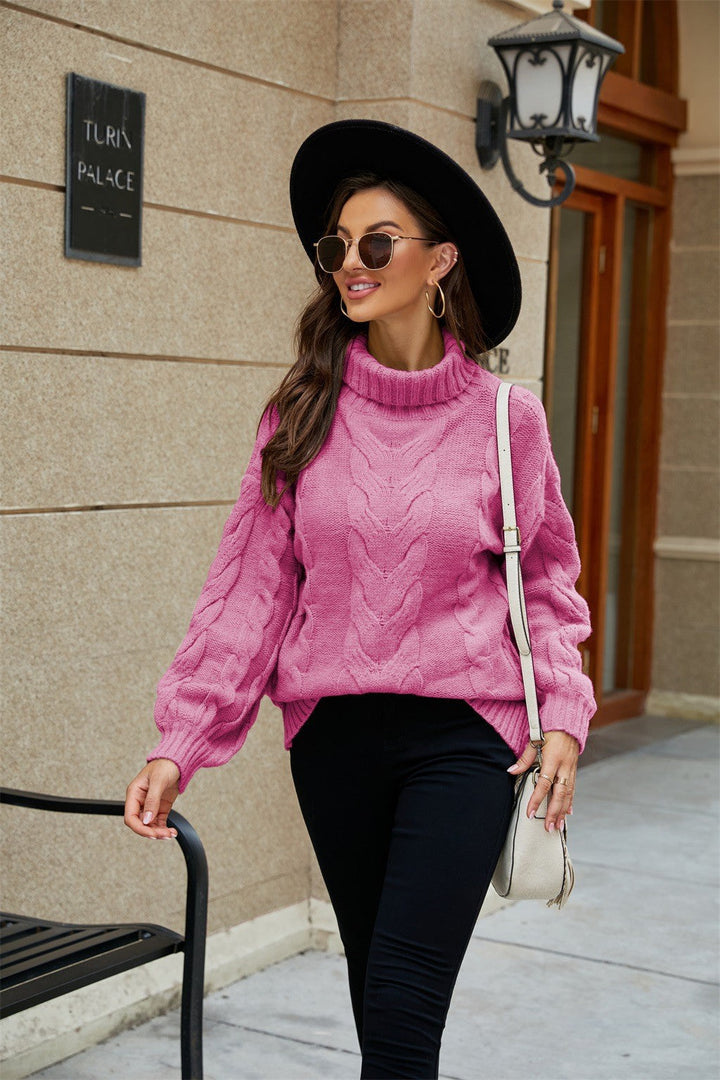 Cream long sleeve knitwear turtleneck sweater for women, a comfortable and stylish spring fashion pullover