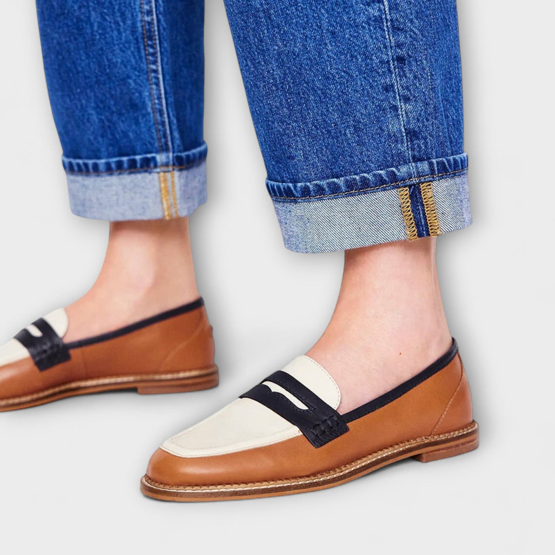 Women's classic brown PU leather loafers, comfortable everyday footwear suitable for casual to formal outfits.