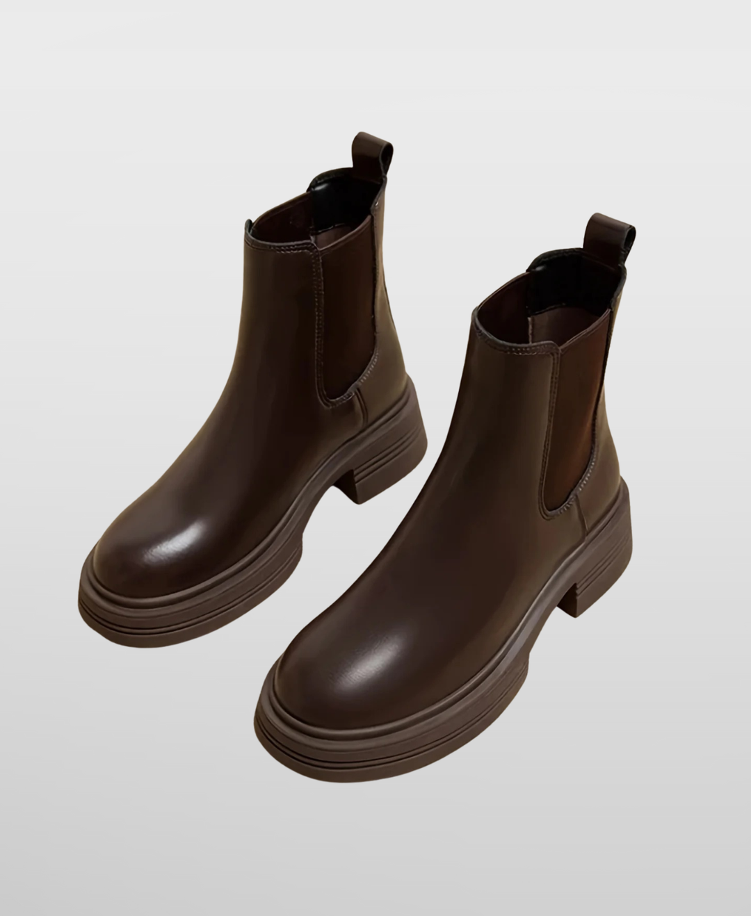 Women's classic coffee Chelsea ankle boots with block heel & round toe, perfect for fall fashion footwear.