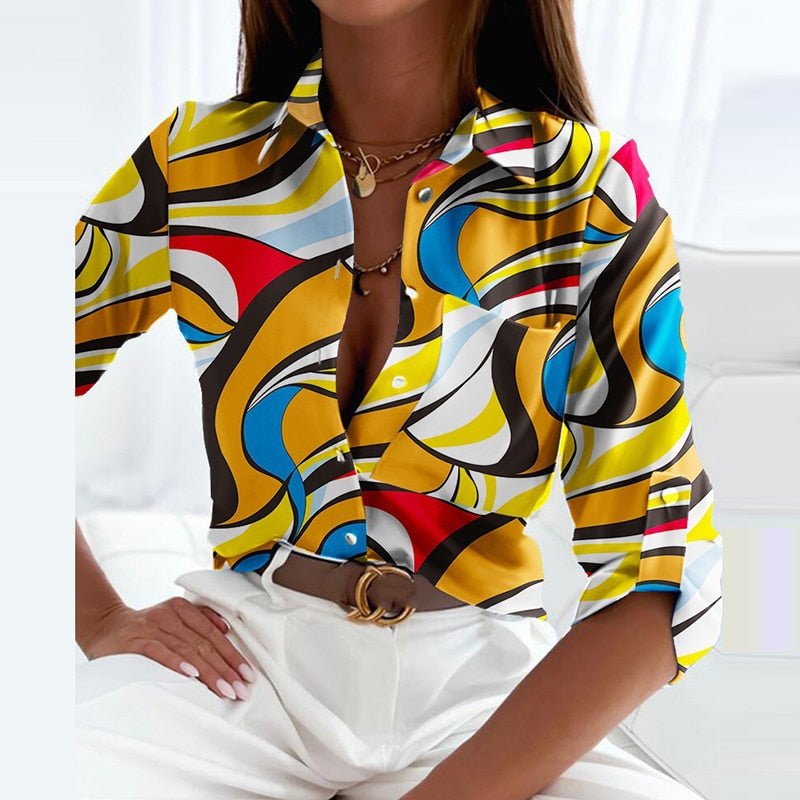 Stylish women's long sleeve blouse, a versatile collared top for elegant fashion.