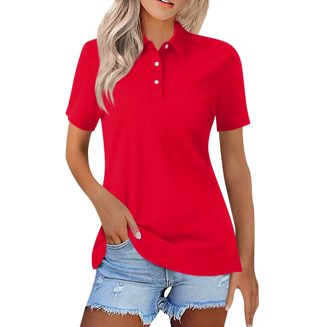 Women's casual short sleeve polo shirt, bringing effortless style and comfort to your daily outfits.