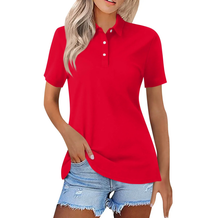 Women's casual short sleeve polo shirt, bringing effortless style and comfort to your daily outfits.