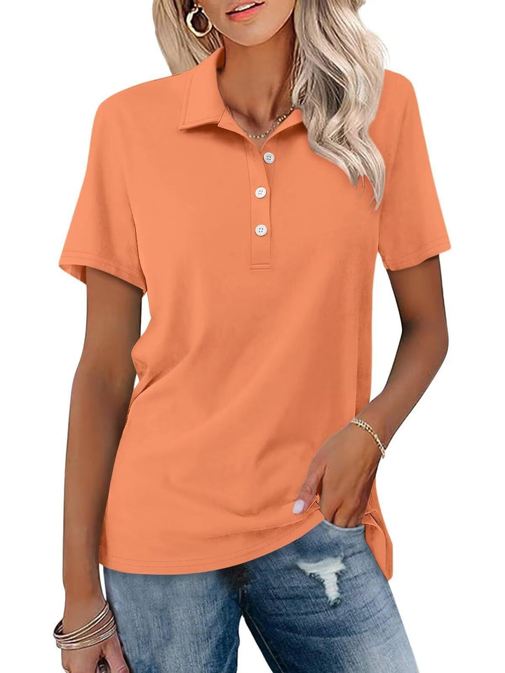 Women's versatile short sleeve polo, ideal for a smart casual or relaxed everyday stylish look.