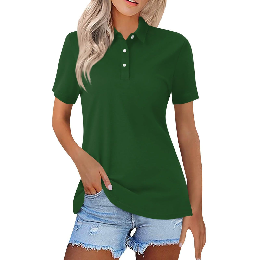 Smart casual women's short sleeve polo, perfect for timeless everyday wear and versatile looks.