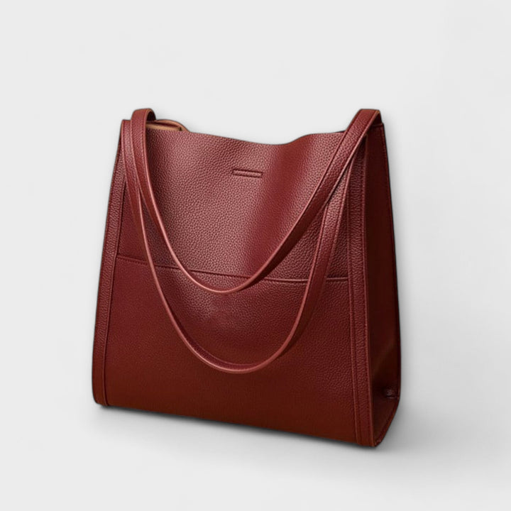 Front view of women's timeless structured shoulder bag, perfect everyday fashion accessory.