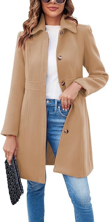 Women's elegant trench coat, featuring a sharp collar and functional pockets. Perfect long outerwear for fall.