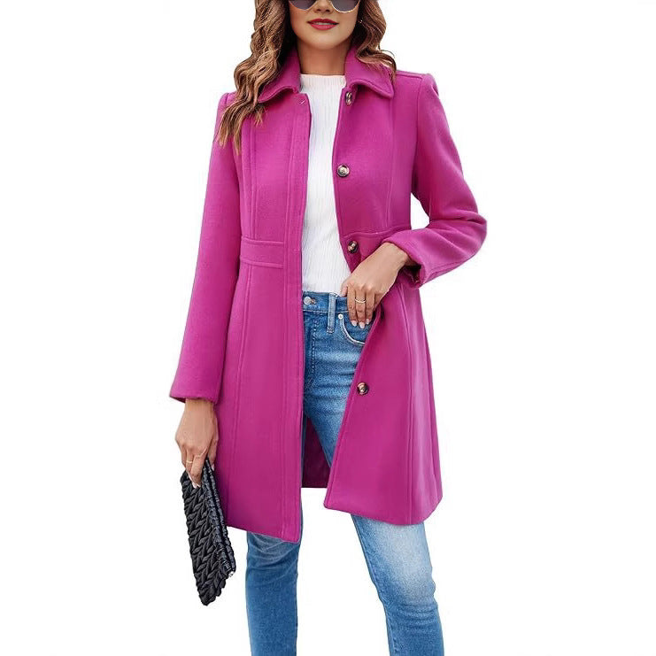 Classic women's fall trench coat, long, elegant, and stylish with a flattering modern cut. Essential outerwear.