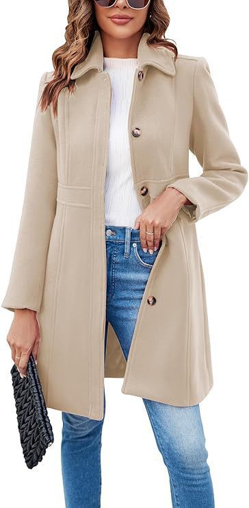 Chic women's trench coat, showcasing functional buttons and a sleek silhouette for elegant fall fashion.