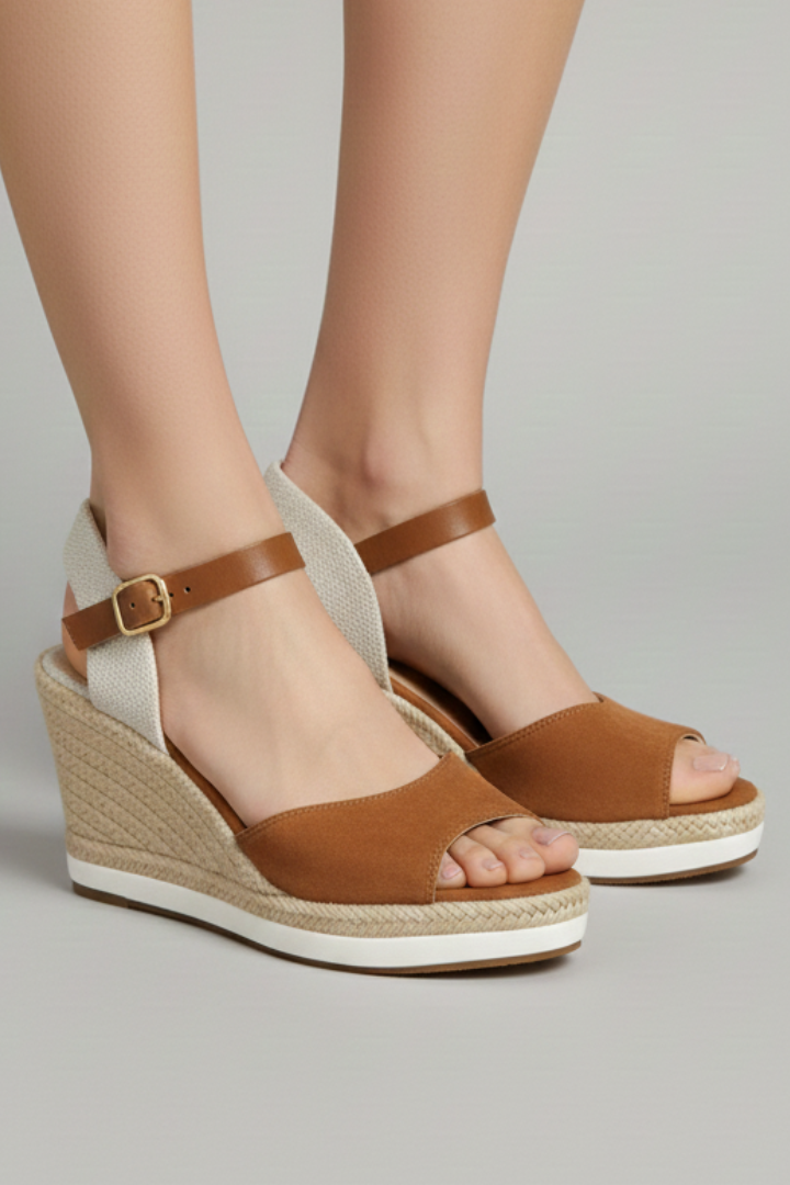 Comfortable espadrille wedge sandals for women with a stylish closed-toe design