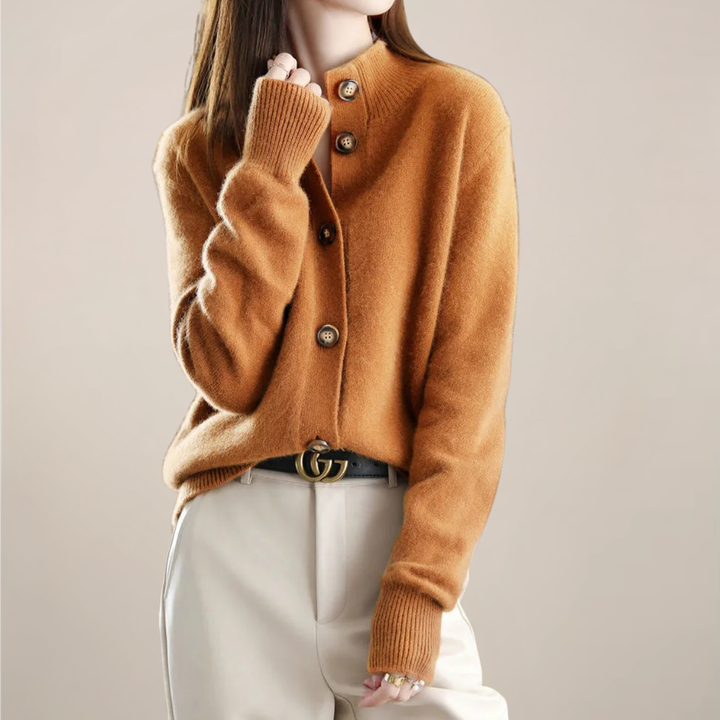 One-size women's collared cardigan, a button-front lightweight jacket for spring fashion outerwear.