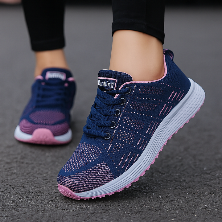Pair of new women's comfort sneakers, ideal for everyday wear, with arch support technology.