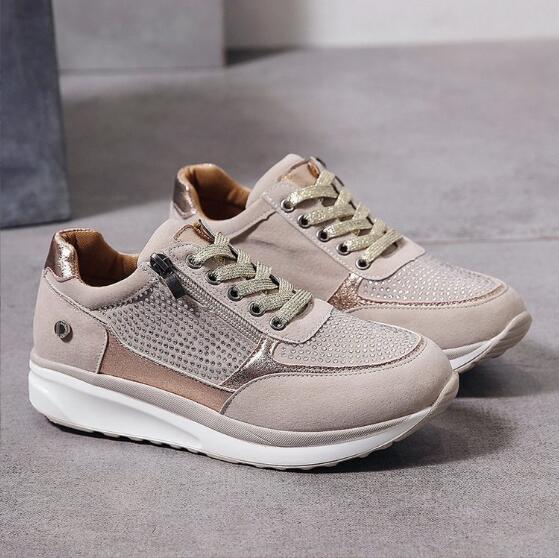 Orthopedic women's walking shoes featuring zipper, breathable mesh, and superior foot support