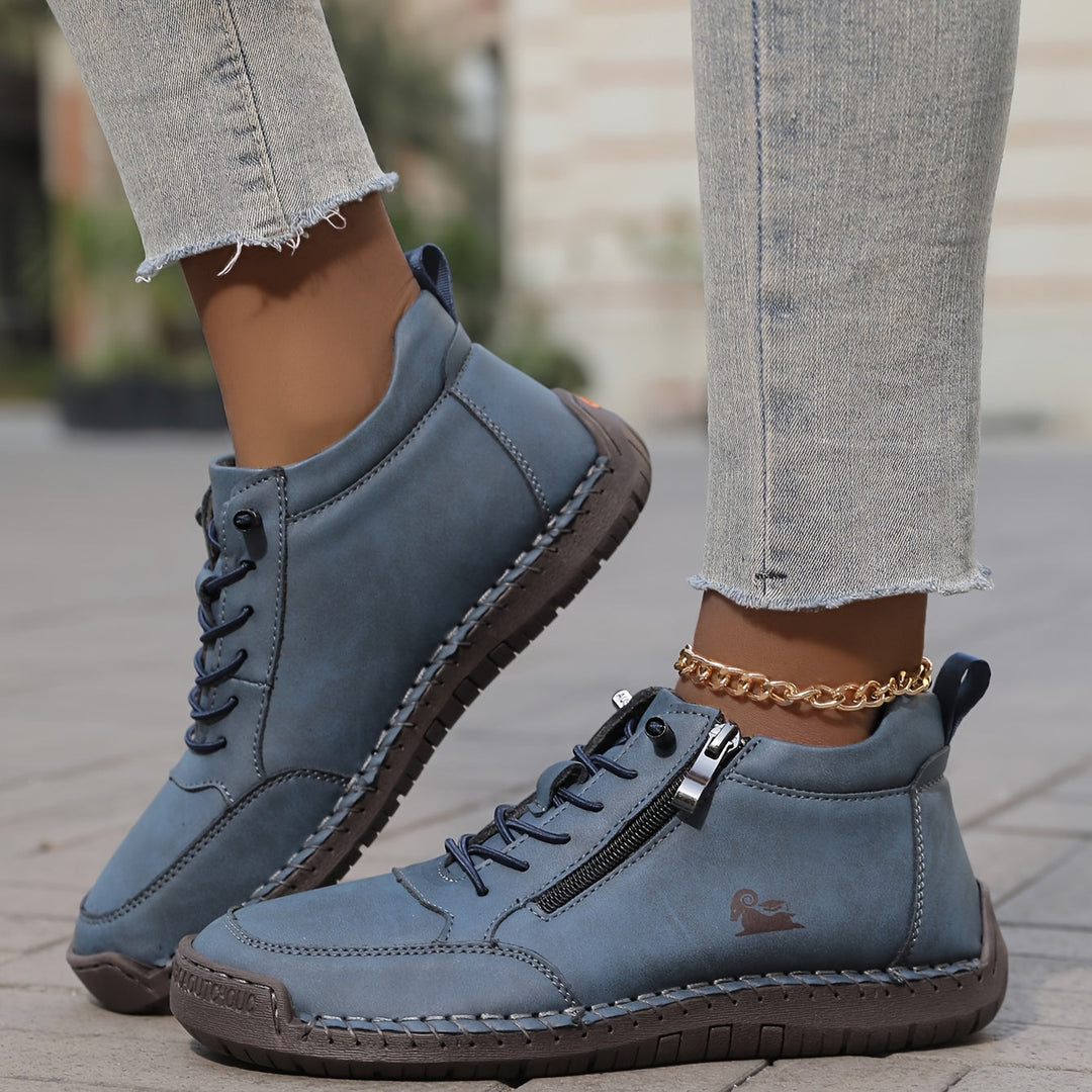 Stylish women's zip-up walking sneakers with a breathable upper for summer comfort.