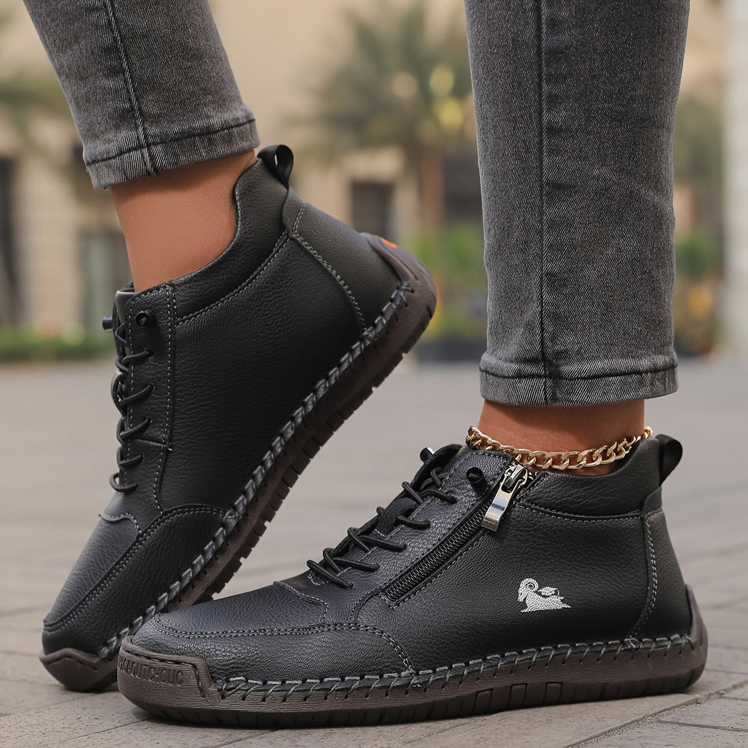 Women's zip-up walking sneakers in a neutral color, suitable for casual spring/summer outfits.