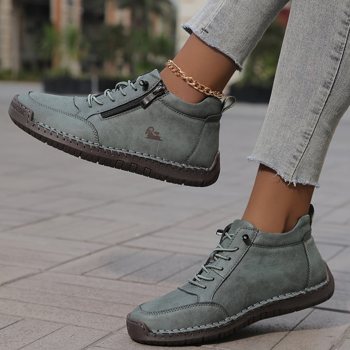 Pair of women's comfort zip-up sneakers, designed for daily walking and active lifestyles.