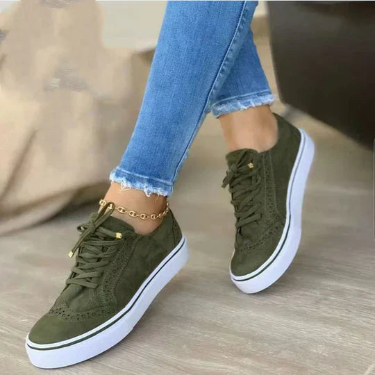 Women's comfortable black lace-up sneakers with synthetic upper for everyday casual wear