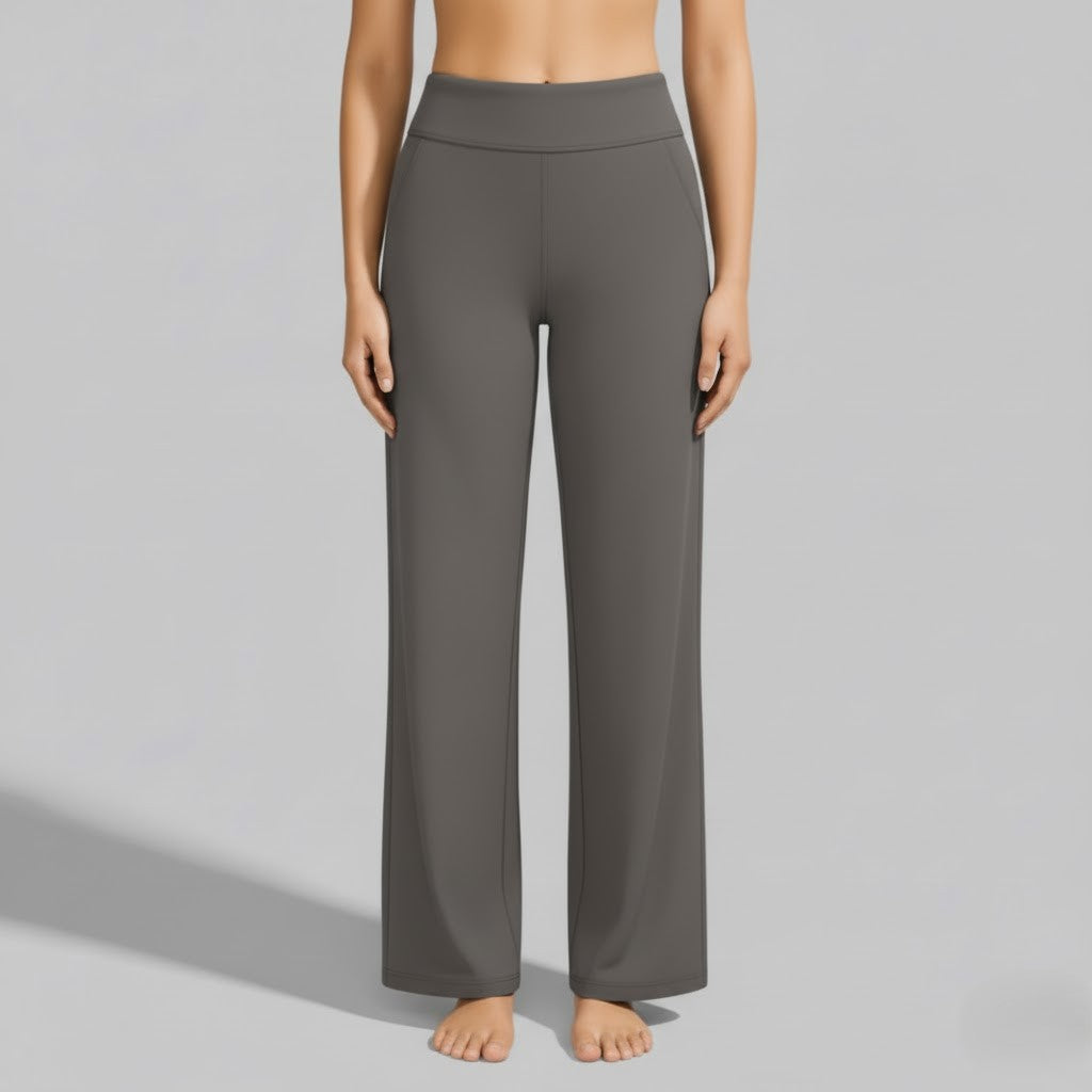 Women's comfortable black stretch pants, ideal for everyday casual wear and flexible movement.