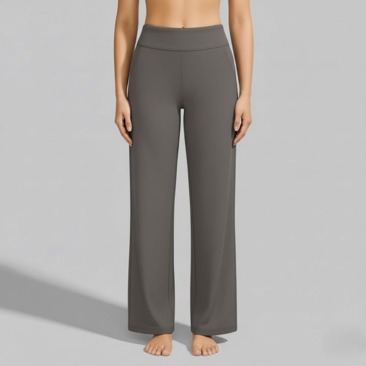 Women's comfortable black stretch pants, ideal for everyday casual wear and flexible movement.