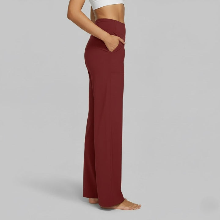Comfortable women's patterned stretch trousers, adding flair to everyday casual wear.