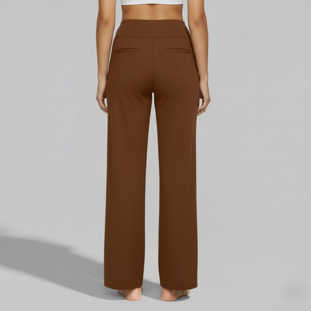 Assortment of women's comfortable stretch pants in various colors for versatile wear.