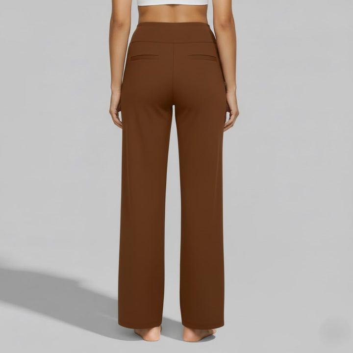 Assortment of women's comfortable stretch pants in various colors for versatile wear.