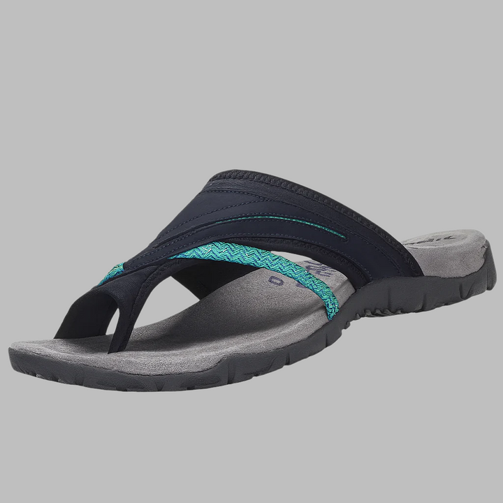 Women's comfortable flip-flops, featuring a trendy cross strap design for beach or summer attire.