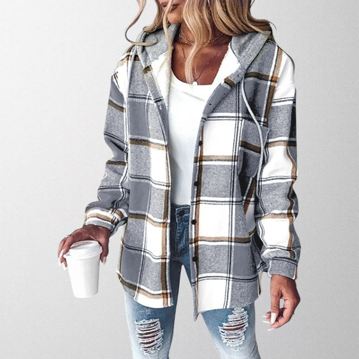 Women's comfortable hooded everyday jacket for casual wear; a versatile layering piece in fall fashion.