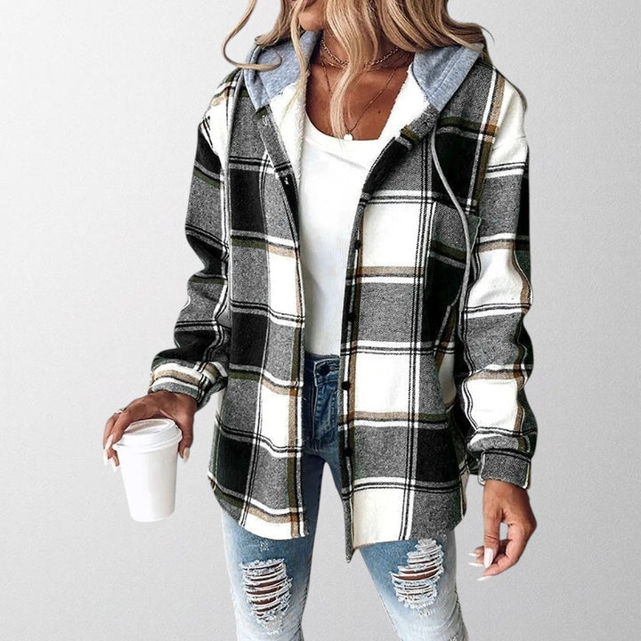 Soft women's hooded jacket; a comfortable, versatile layering piece for everyday casual wear.