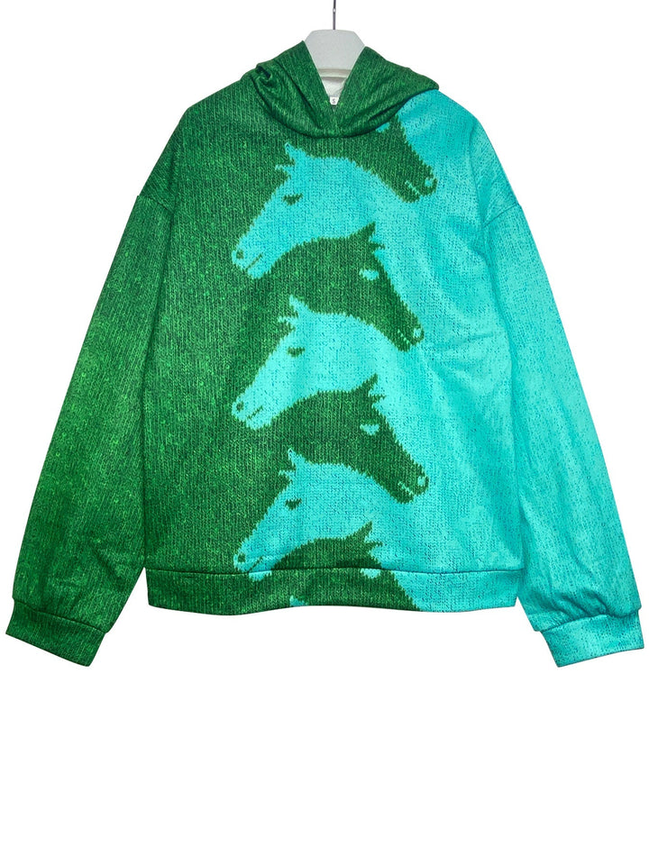 Women's soft comfort hoodie with a unique horse design, perfect for a cozy casual look.