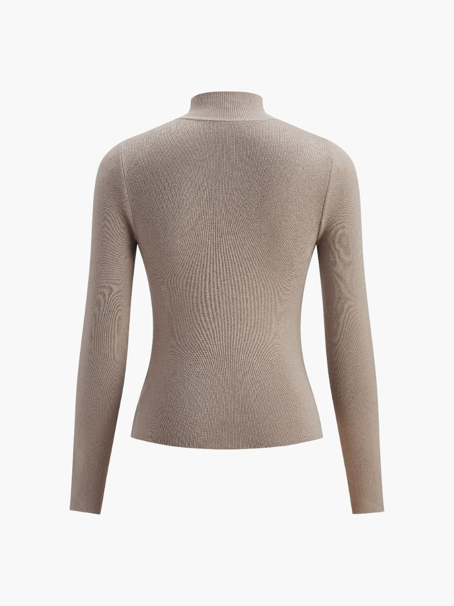 Casual long sleeve mock neck top for women, providing comfort and style for daily wear