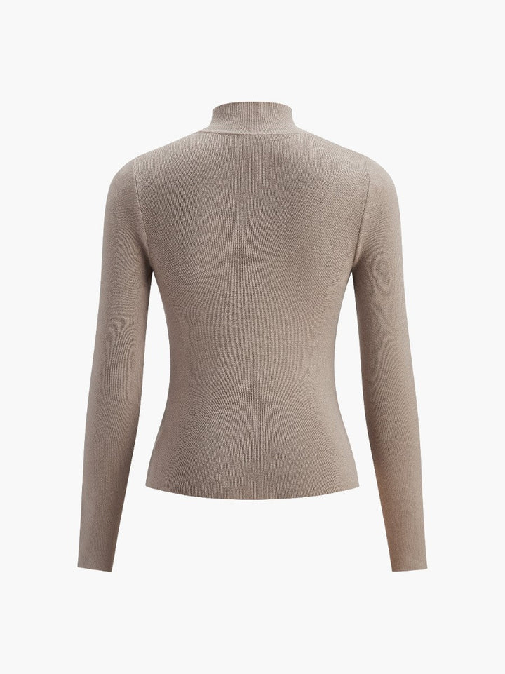 Casual long sleeve mock neck top for women, providing comfort and style for daily wear