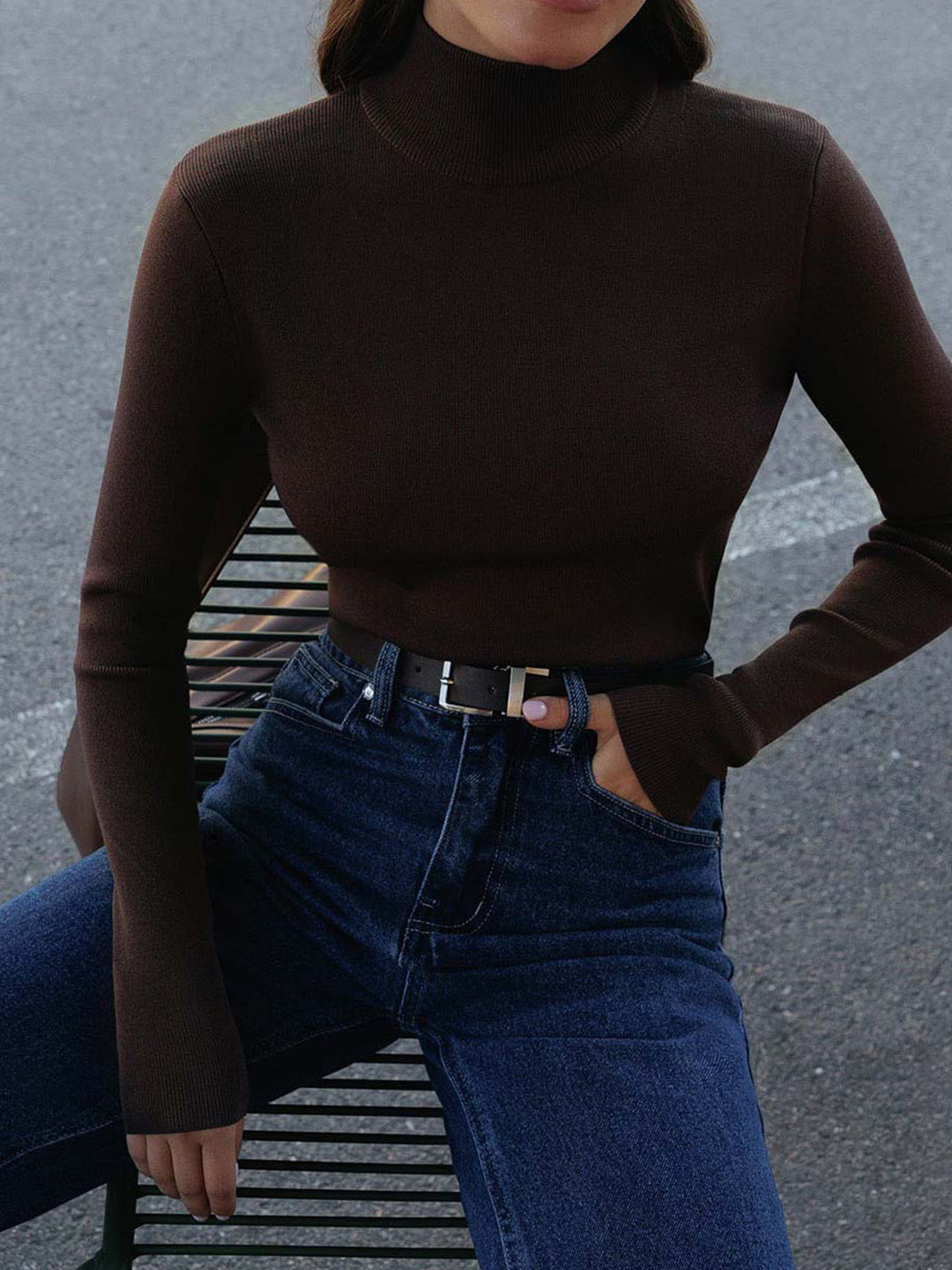 Soft fabric mock neck top for women, offering ultimate comfort and sophisticated style