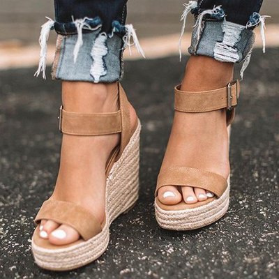 Casual women's open toe espadrille wedge sandals, a comfortable & stylish choice for summer, vacation, or daily wear.