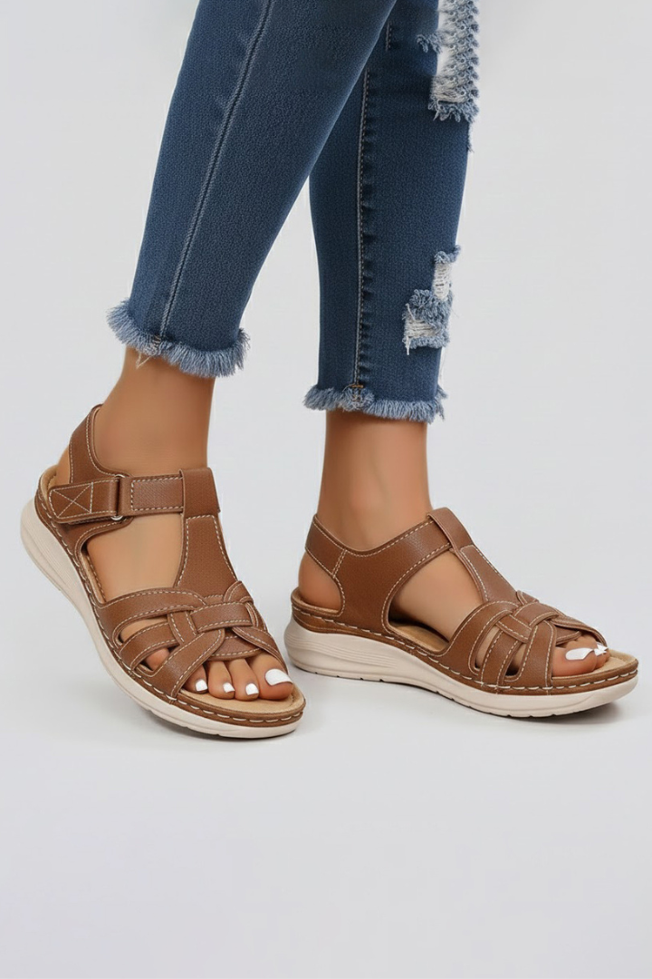 Stylish women's open toe strap sandals, designed for all-day comfort during summer vacations.