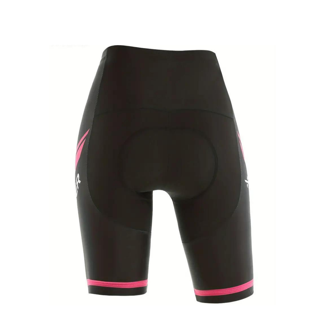 Women's comfortable padded cycling shorts, ideal for long rides. Breathable stretch material for optimal comfort.