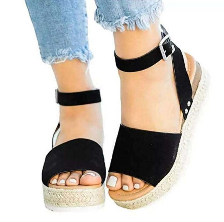 Solid color women's wedge sandals offering comfort and style, great for warm weather