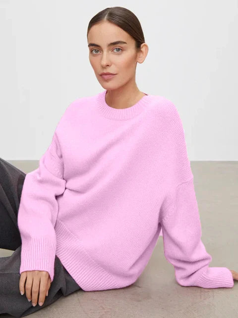 Stylish women's ribbed cuff sweater, a cozy and warm knitwear piece for cold weather.