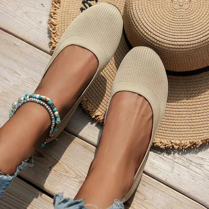 Comfortable walking women's slip-on ballerina flats. Flexible & lightweight everyday footwear.
