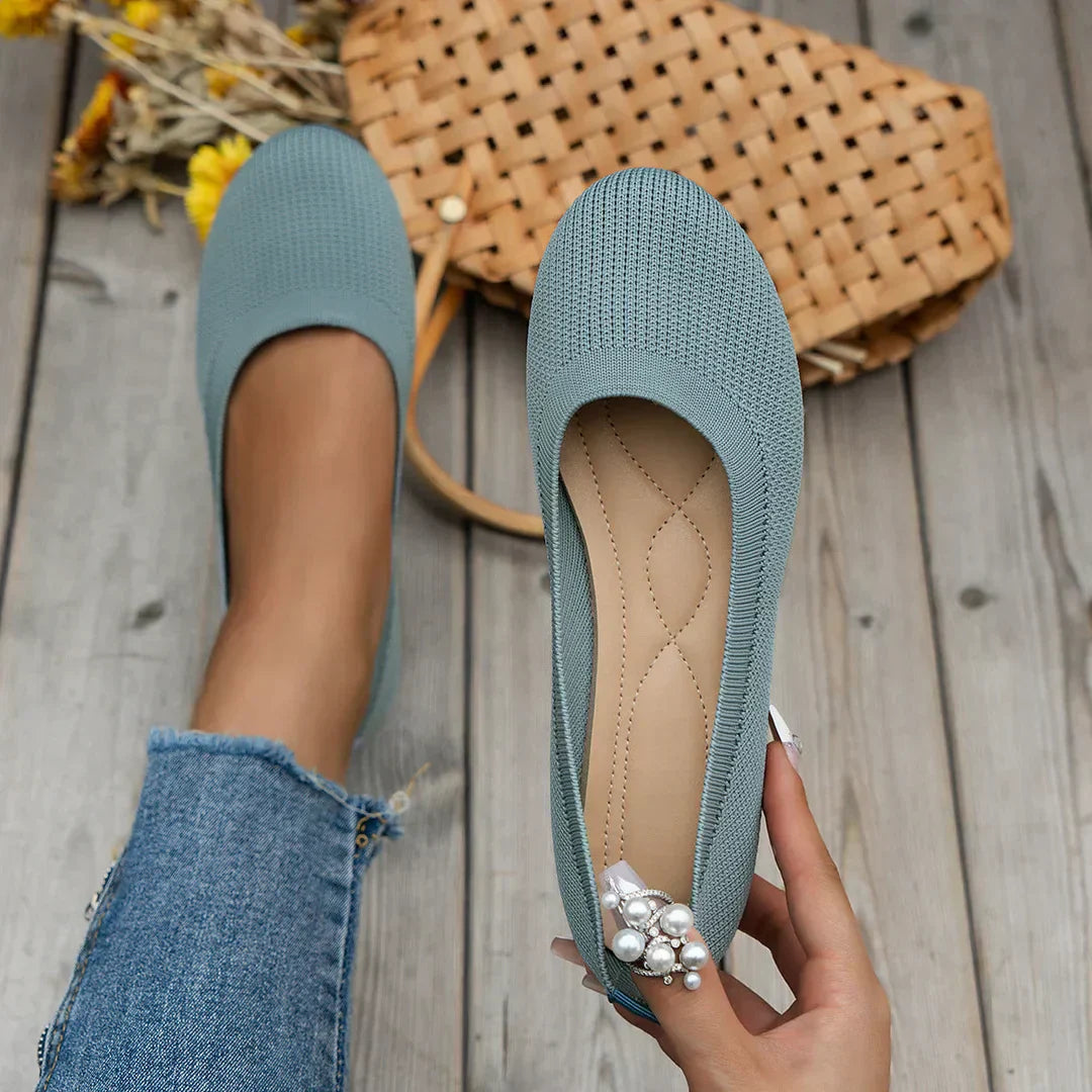 Modern women's slip-on ballerina flats. Elegant, flexible, & comfortable everyday footwear.